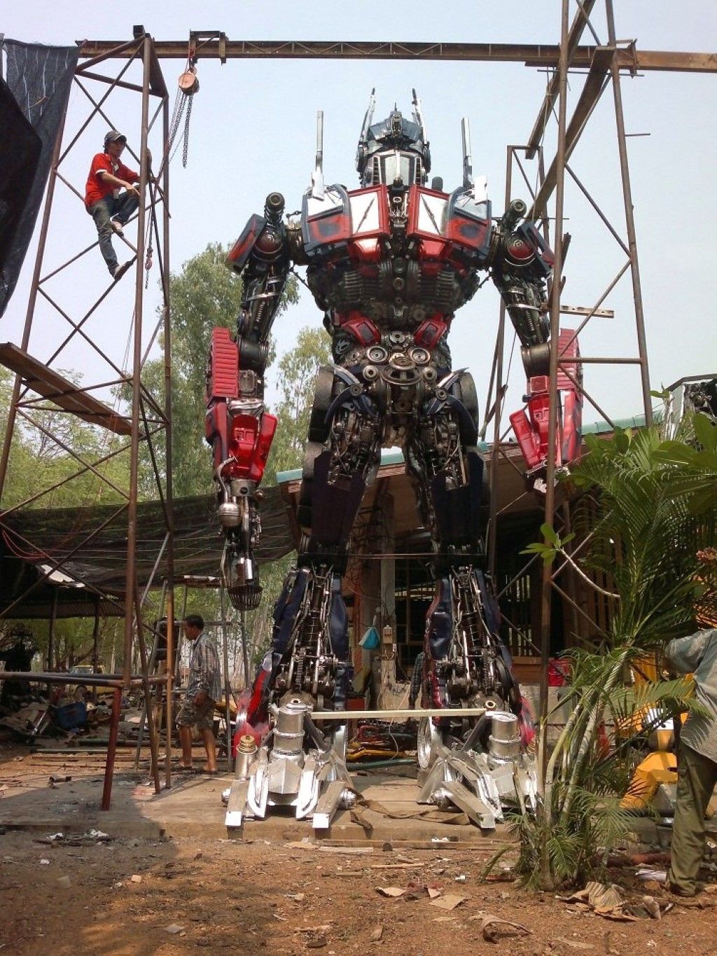 Life-Size Optimus Prime Made From Car Parts Found in Thailand