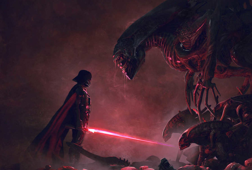 Darth Vader Vs. Xenomorph in Gloriously Badass STAR WARS and ALIENS Fan Art Series