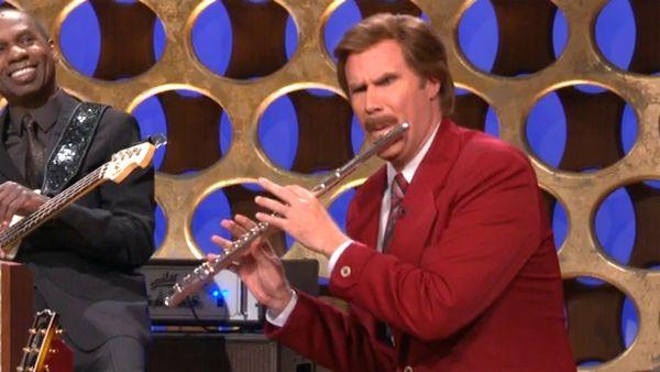Will Ferrell’s Ron Burgundy Talks Prison Riots and Rocks Flute Solo on Conan